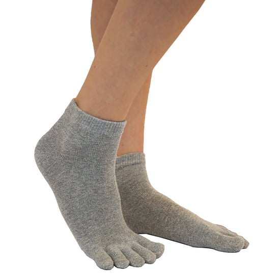 TOETOE - Mens & Ladies Essential Moisture Wicking Cotton Ankle Toe Socks - Grey - Image 4