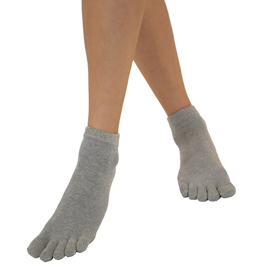TOETOE - Mens & Ladies Essential Moisture Wicking Cotton Ankle Toe Socks - Grey - Image 5
