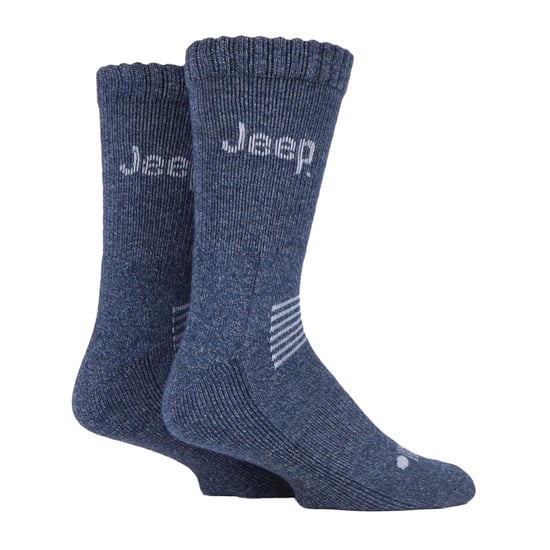 Mens Wool Boot Socks | Jeep | Thick Thermal Work Socks Mens 6-11 Heavy Duty, Crew Cushioned Outdoor Socks with Arch Support - Navy / Grey - Image 3