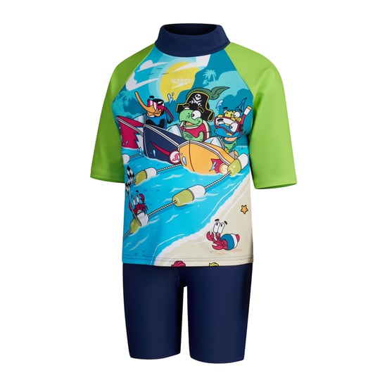 Speedo Boys Learn To Swim Rash Guard Set (Blue/Green) - Image 1