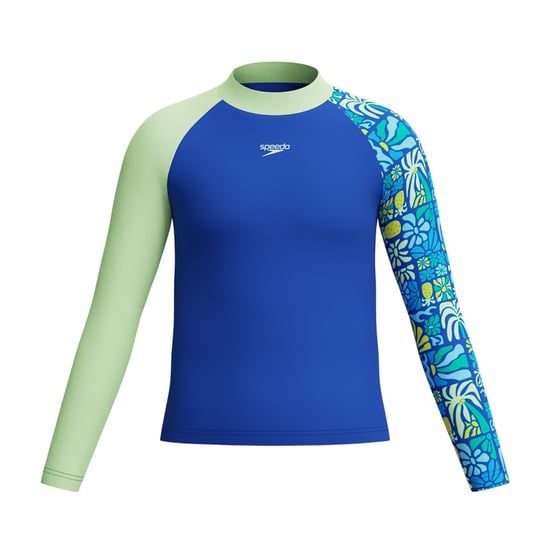 Speedo Kinderen Gedrukt Lange Mouwen Rash Guard (Blauw/Groen) - Image 1