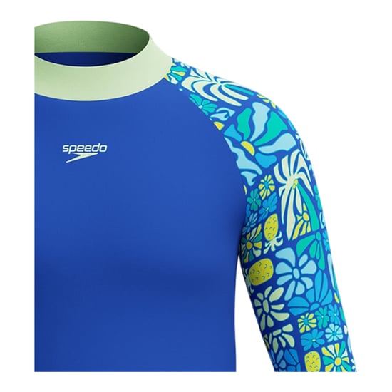 Speedo Kinderen Gedrukt Lange Mouwen Rash Guard (Blauw/Groen) - Image 3