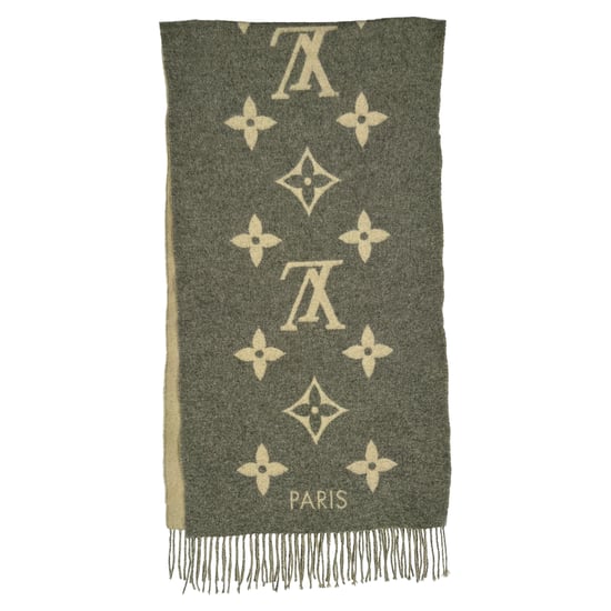 Louis Vuitton Monogram Fringed Scarf in Grey Cashmere - Image 4