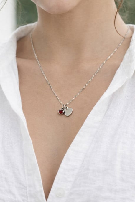 Mini Heart & Janurary Birthstone Necklace - Gift Boxed - Image 1