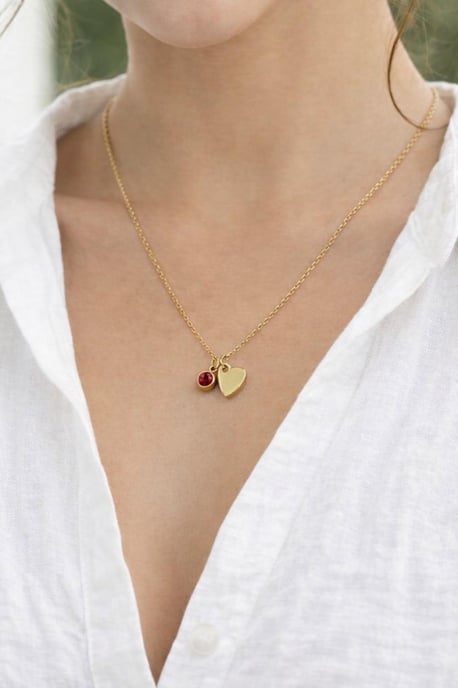 Mini Heart & Janurary Birthstone Necklace - Gift Boxed - Image 1