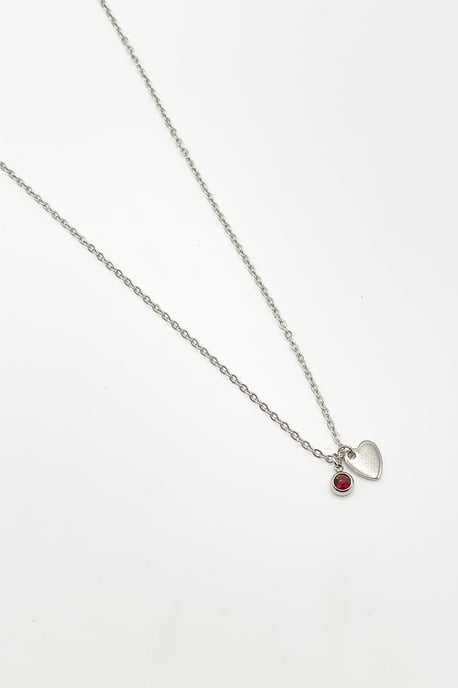 Mini Heart & Janurary Birthstone Necklace - Gift Boxed - Image 2