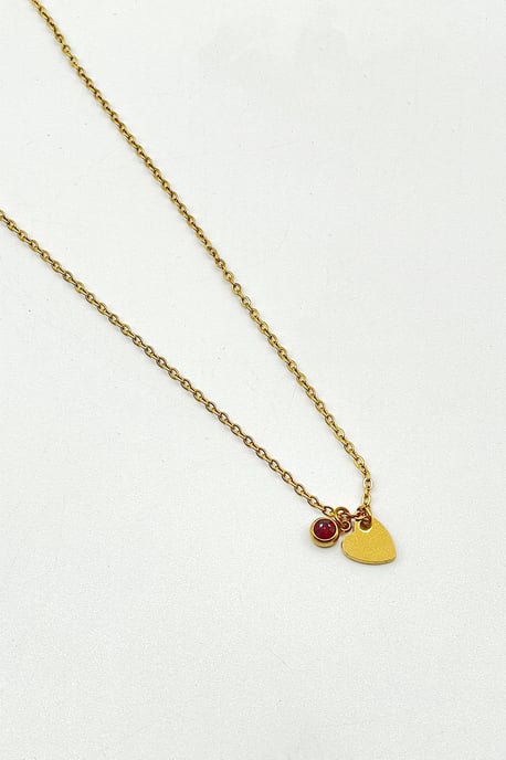 Mini Heart & Janurary Birthstone Necklace - Gift Boxed - Image 2