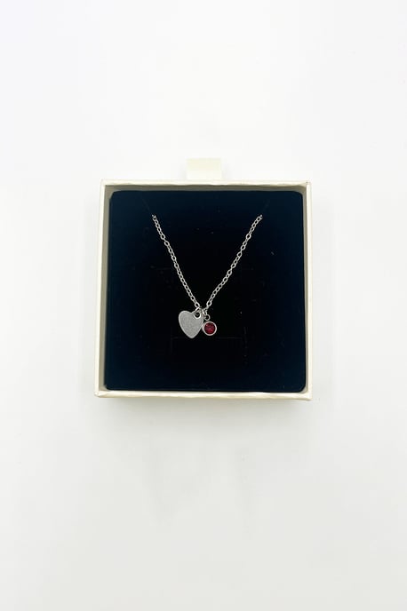Mini Heart & Janurary Birthstone Necklace - Gift Boxed - Image 3