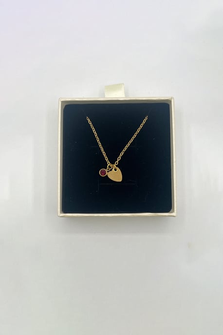 Mini Heart & Janurary Birthstone Necklace - Gift Boxed - Image 3