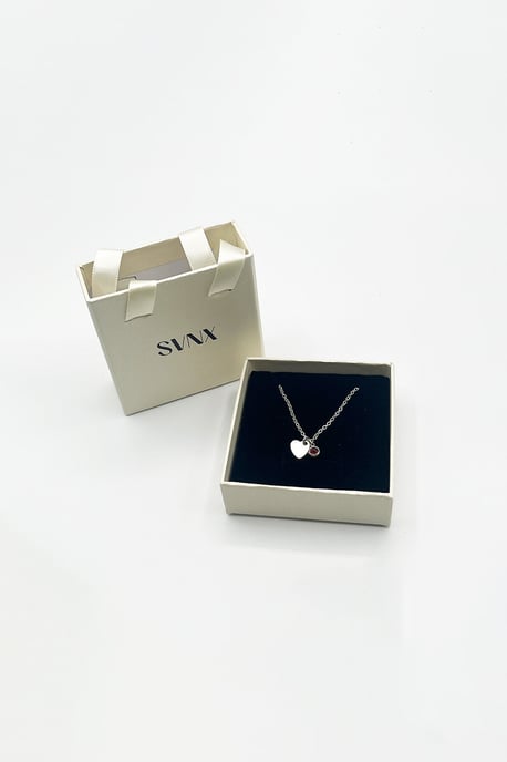 Mini Heart & Janurary Birthstone Necklace - Gift Boxed - Image 4