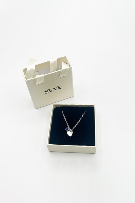 Mini Heart & September Birthstone Necklace - Gift Boxed - Image 4