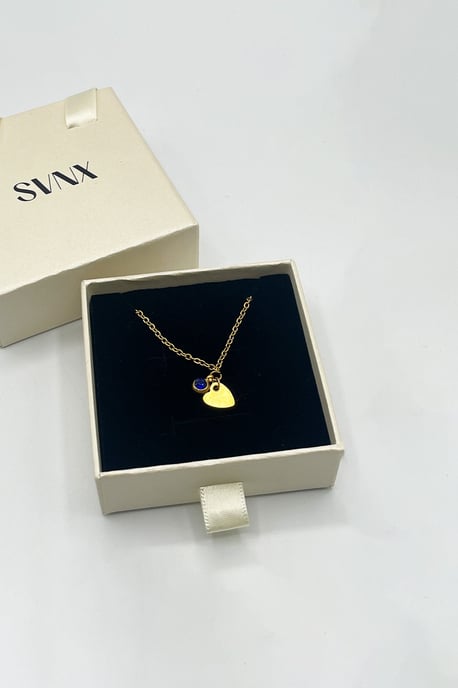 Mini Heart & September Birthstone Necklace - Gift Boxed - Image 3