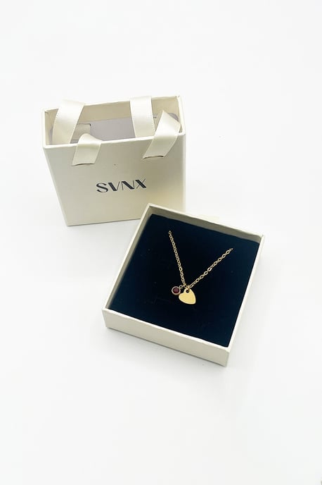 Mini Heart & Janurary Birthstone Necklace - Gift Boxed - Image 4