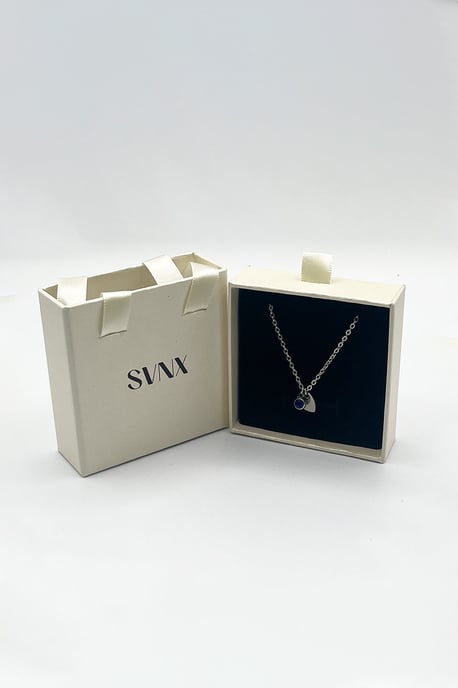 Mini Heart & September Birthstone Necklace - Gift Boxed - Image 5