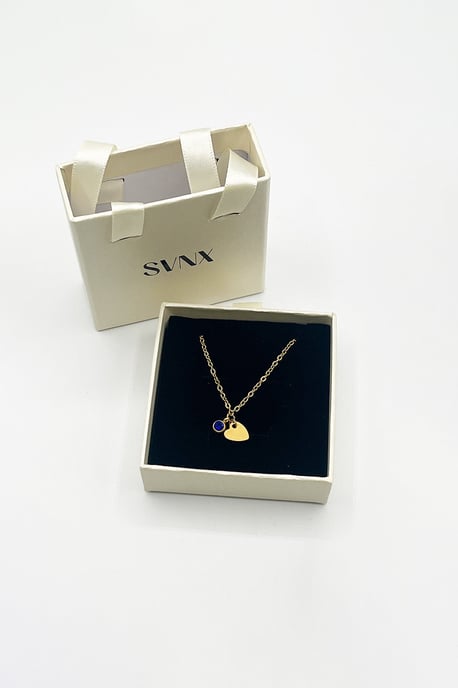 Mini Heart & September Birthstone Necklace - Gift Boxed - Image 4