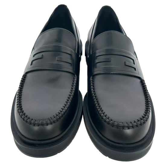 Fendi Frame Slip-On Loafers in Black Calf Leather - Image 2