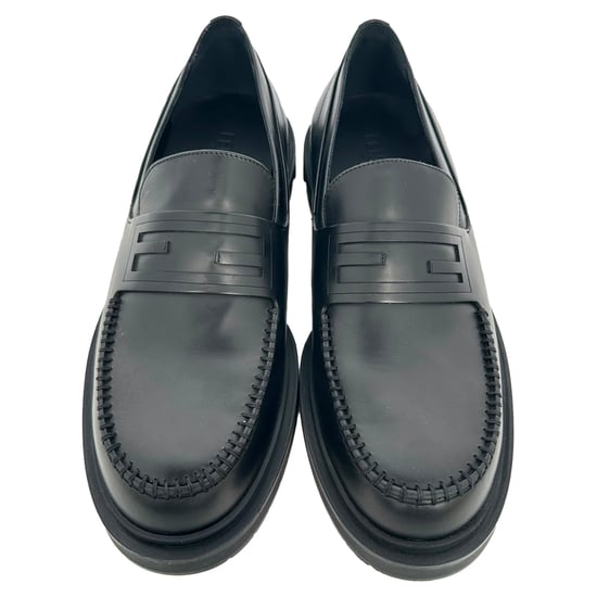 Fendi Frame Slip-On Loafers in Black Calf Leather - Image 4