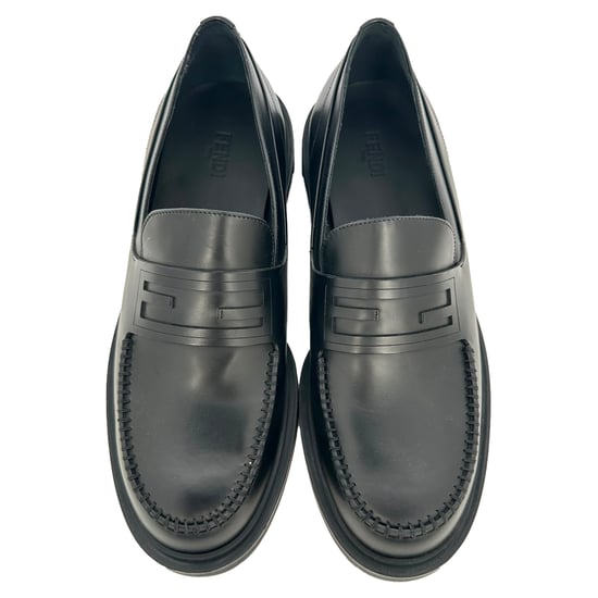 Fendi Frame Slip-On Loafers in Black Calf Leather - Image 5