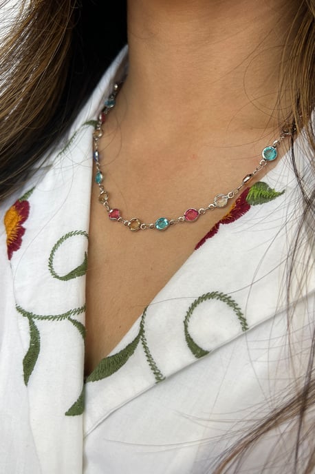 Round Crystal Necklace and Bracelet Set - Gift Boxed - Image 2