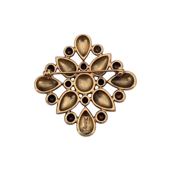 Vintage metalen broche van Yves Saint Laurent in druppelvorm. - Image 2