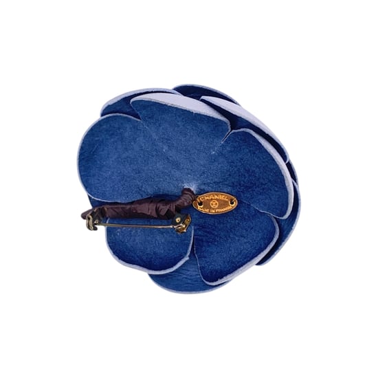 Chanel Vintage Läderbrosch Camelia - Image 2