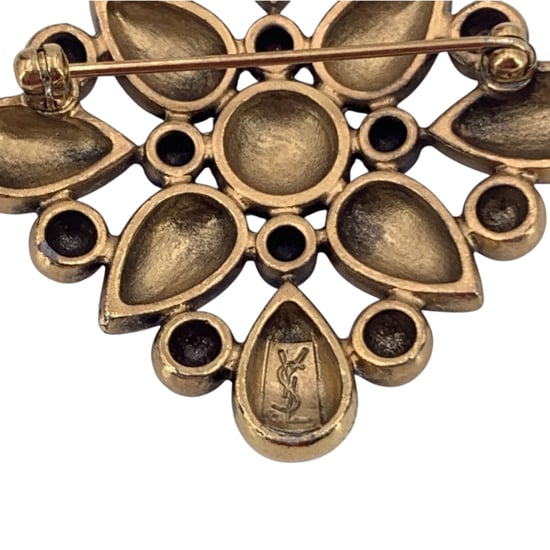 Vintage metalen broche van Yves Saint Laurent in druppelvorm. - Image 3