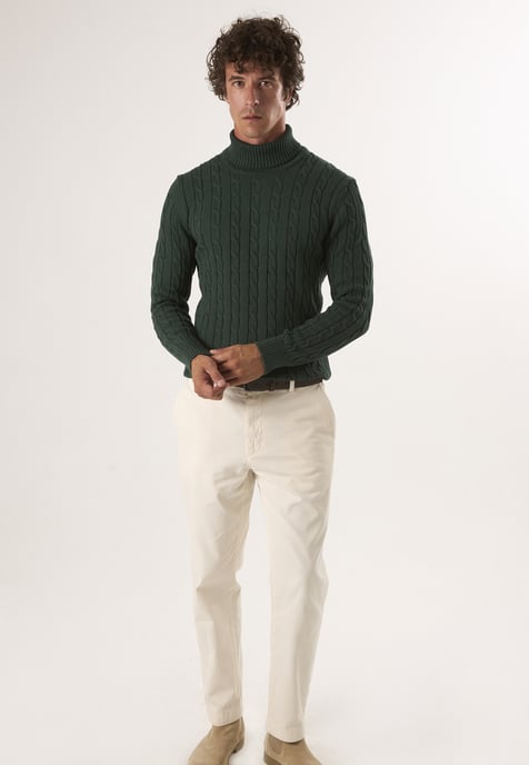 Pullover Cable Knit Turtleneck Pullover - Image 2