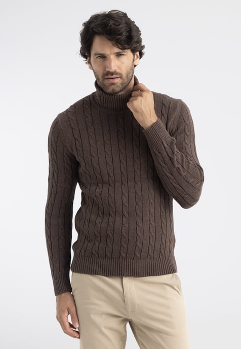 Pullover Cable Knit Turtleneck Pullover - Image 2