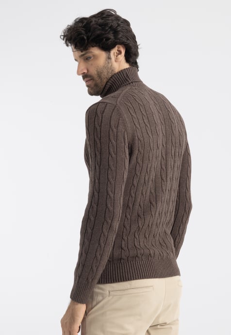 Pullover Cable Knit Turtleneck Pullover - Image 4