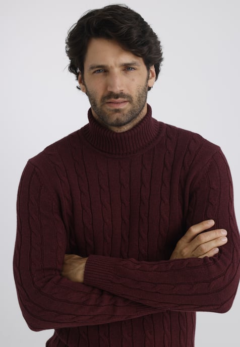 Pullover Cable Knit Turtleneck Pullover - Image 2