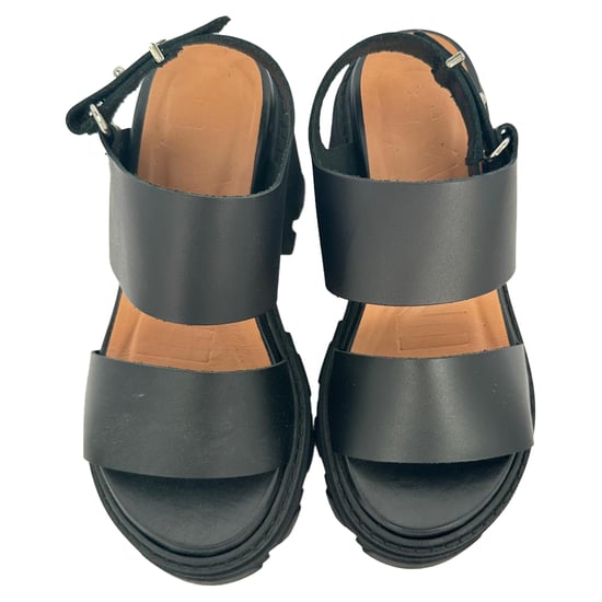 Ganni Cleated High Heels Sandaler i svart läder - Image 3
