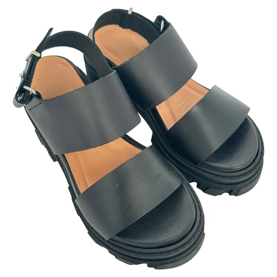 Ganni Cleated High Heels Sandaler i svart läder - Image 5