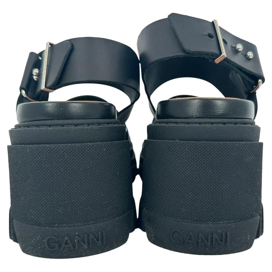 Ganni Cleated High Heels Sandaler i svart läder - Image 6