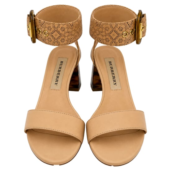 Burberry – Ankelrem – Blockklackade sandaler i beige läder - Image 3