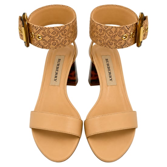 Burberry – Ankelrem – Blockklackade sandaler i beige läder - Image 4