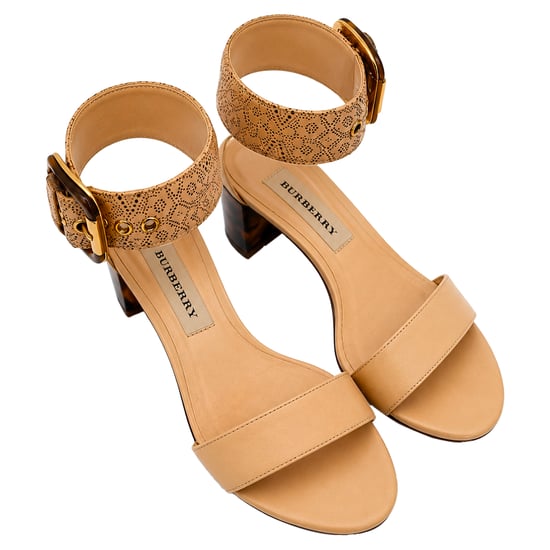 Burberry – Ankelrem – Blockklackade sandaler i beige läder - Image 5