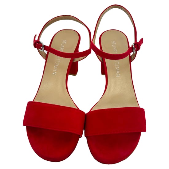 Stuart Weitzman Ankle Strap Sandal Heels in Red Suede - Image 3