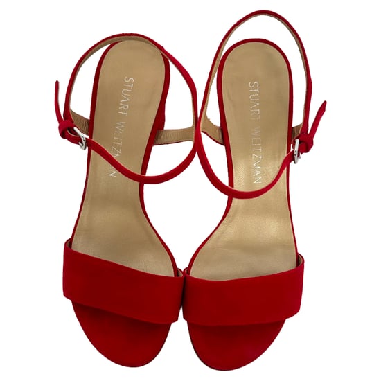 Stuart Weitzman Ankle Strap Sandal Heels in Red Suede - Image 5