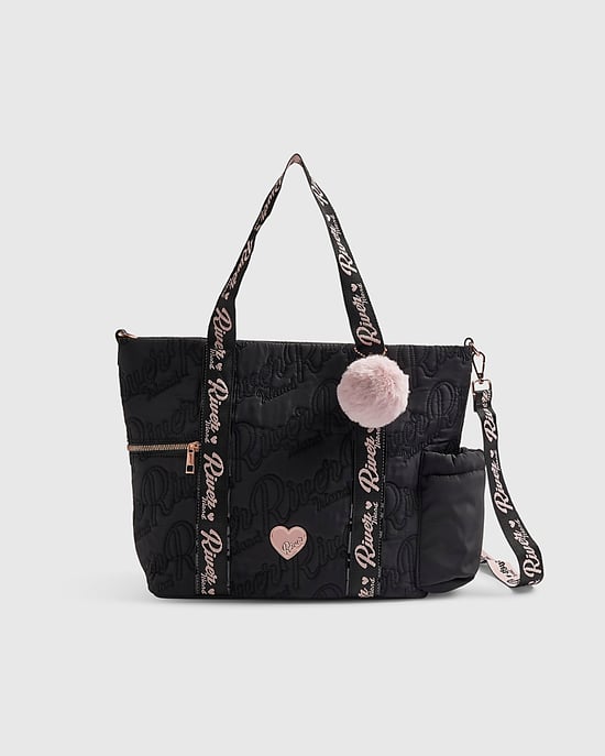 River Island Girls Shopper Bag Black Nylon Quilted - Image 1
