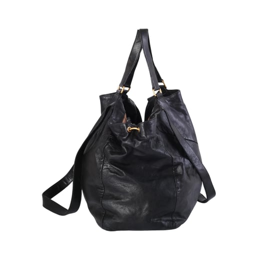Yves Saint Laurent Rive Gauche oversized handtas van zwart leer - jaren 2000 - Image 2