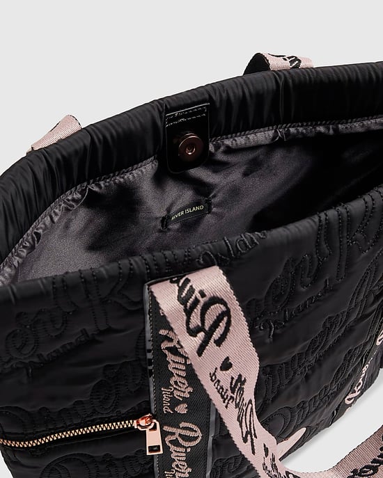 River Island Girls Shopper Bag Black Nylon Quilted - Image 4