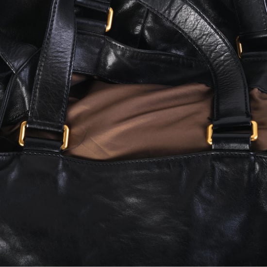 Yves Saint Laurent Rive Gauche oversized handtas van zwart leer - jaren 2000 - Image 5