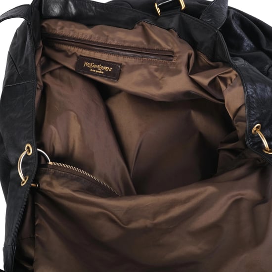Yves Saint Laurent Rive Gauche oversized handtas van zwart leer - jaren 2000 - Image 6