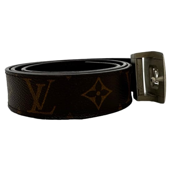 Louis Vuitton Vintage Monogram Buckled Belt in Brown Coated Canvas - Image 5