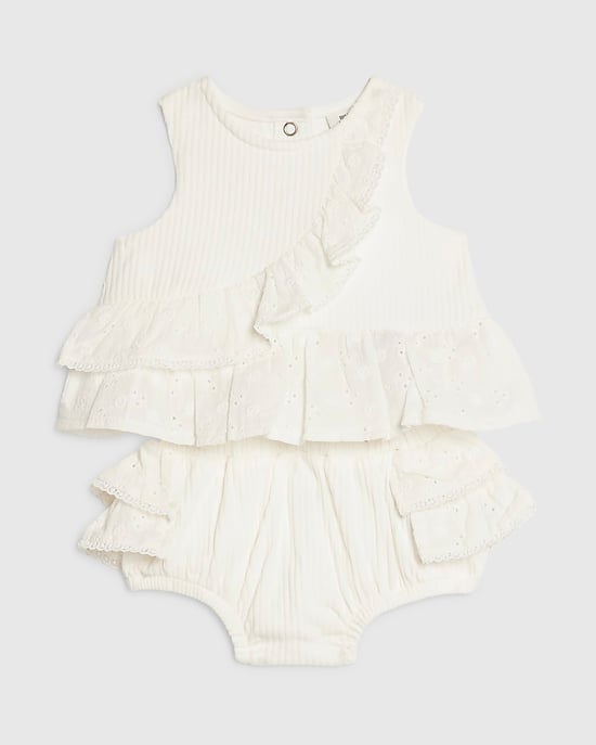 River Island Baby Girls Bloomer Set White Ruffle Broderie 2 Piece - Image 5