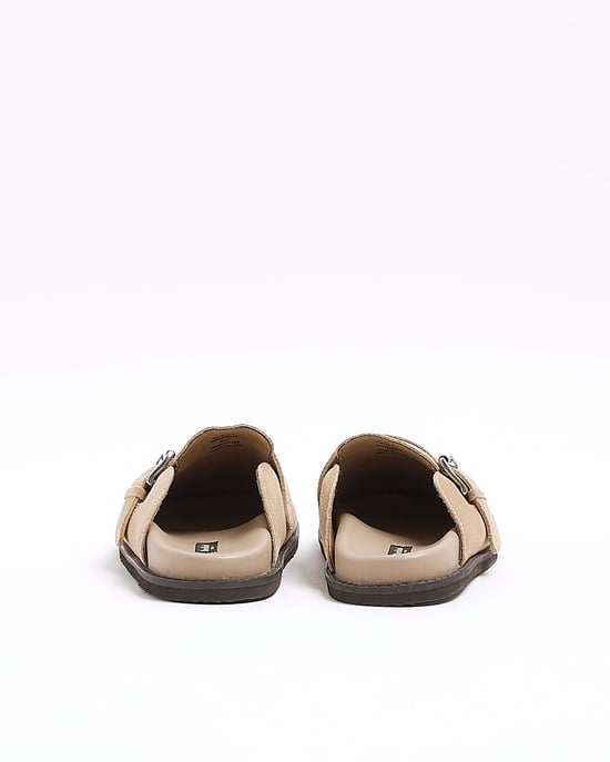 River Island Womens Clog Shoes Beige Suede Buckle - Image 3