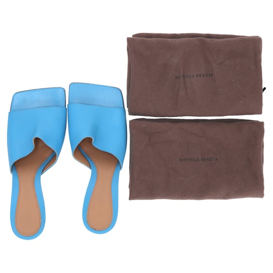 Bottega Veneta stretch muiltjes met hak in blauw lamsleer - Image 5