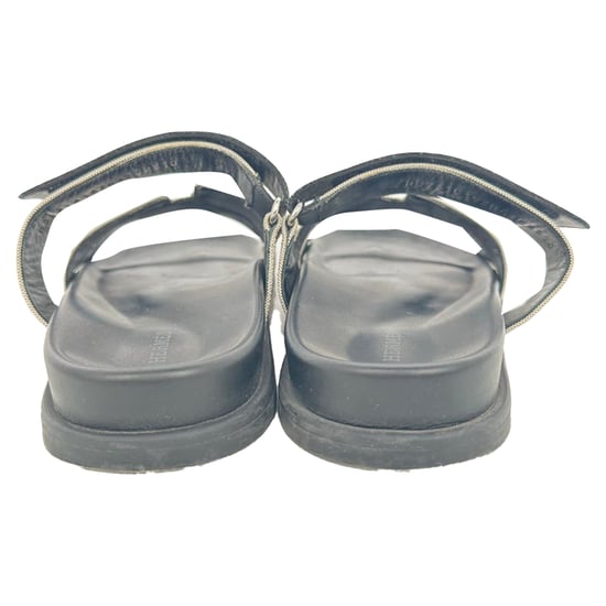Hermès Chypre Sandals in White and Black Canvas and Leather - Image 5