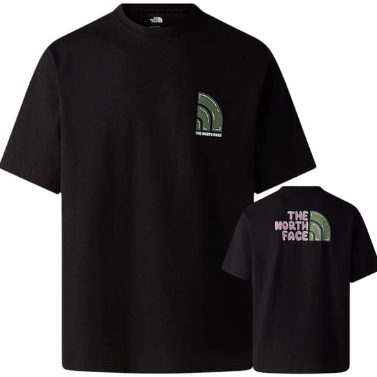 The North Face Mens Bubble Logo Relaxed Fit Casual T-Shirt Black - Image 1