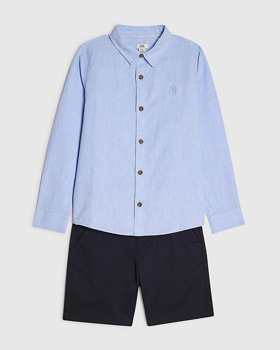 River Island Boys Shirt & Chino Trousers Set Blue 2 Piece - Image 5